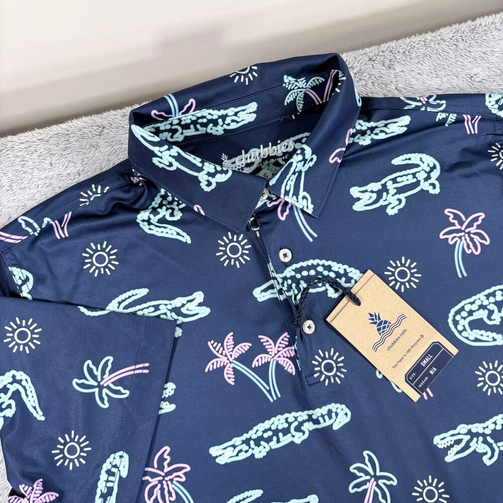 NWT Chubbies Men's The Neon Glad Performance Golf Polo Size Small - Picture 1 of 8